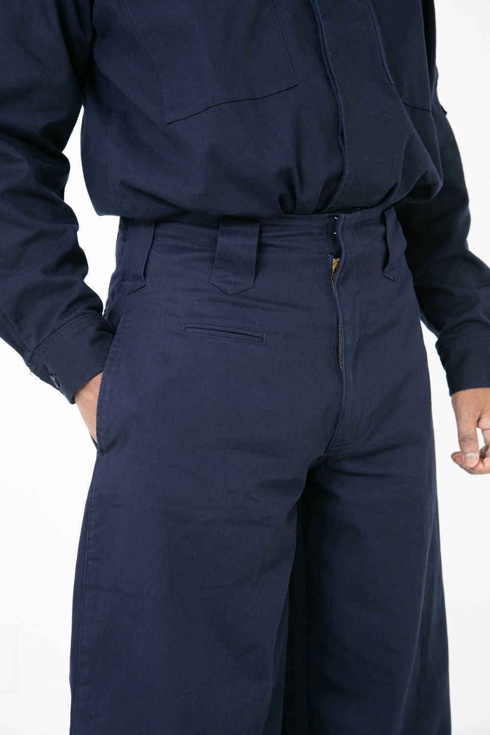 Regular Cotton 14 Edo-Style Tobi Pants - Navy - pocket