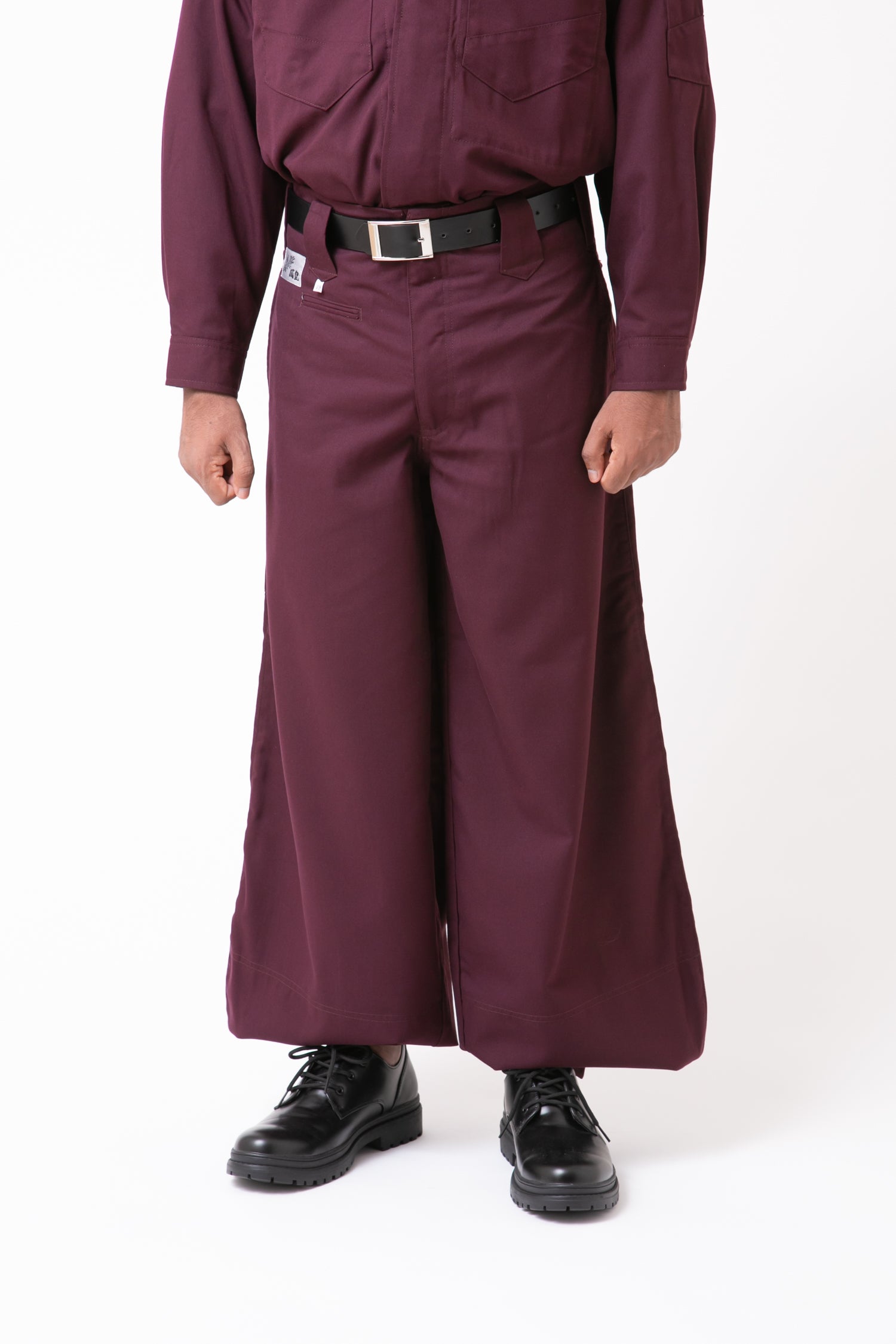 Serge 23 Overshirt & Edo-Style Tobi Pants Set Purple red bottom