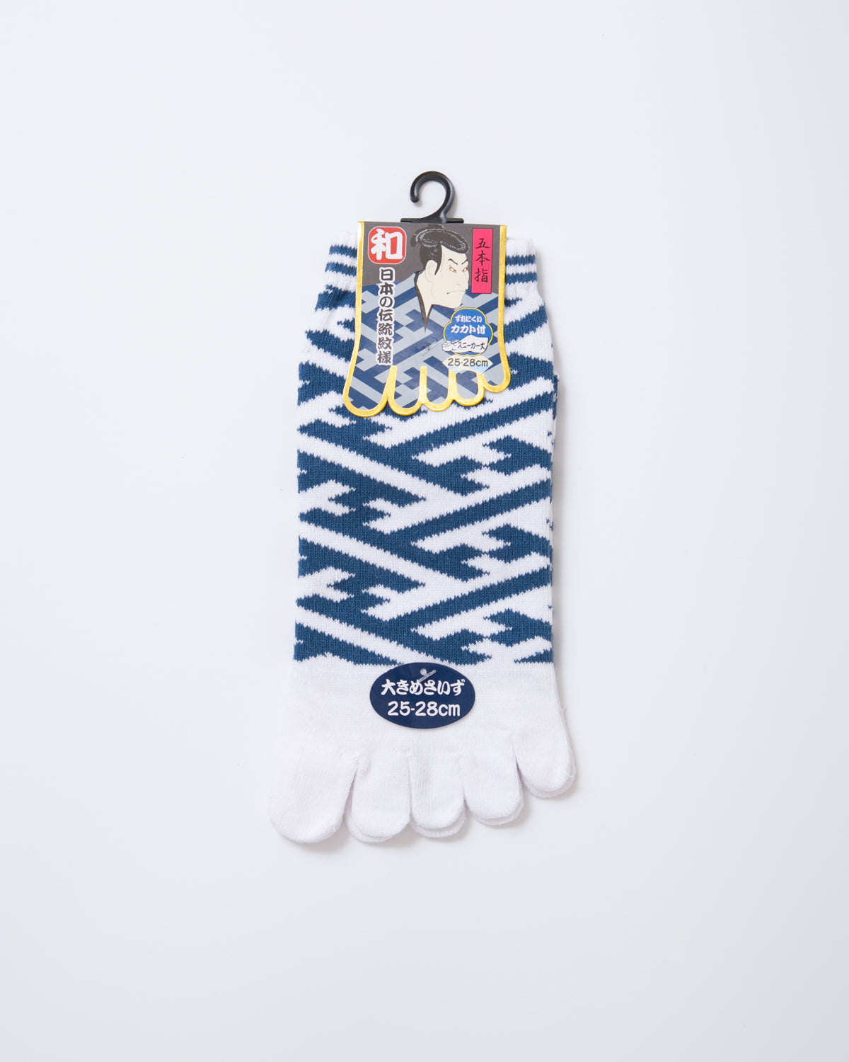 Sayagata Pattern Five-toe Socks - White